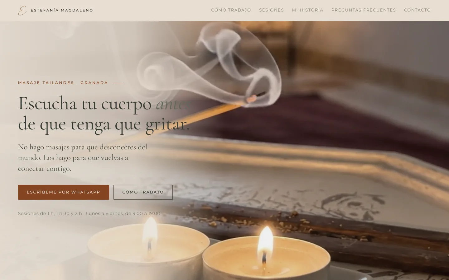 Web de Estefanía Magdaleno, masaje tailandés en Granada, en escritorio