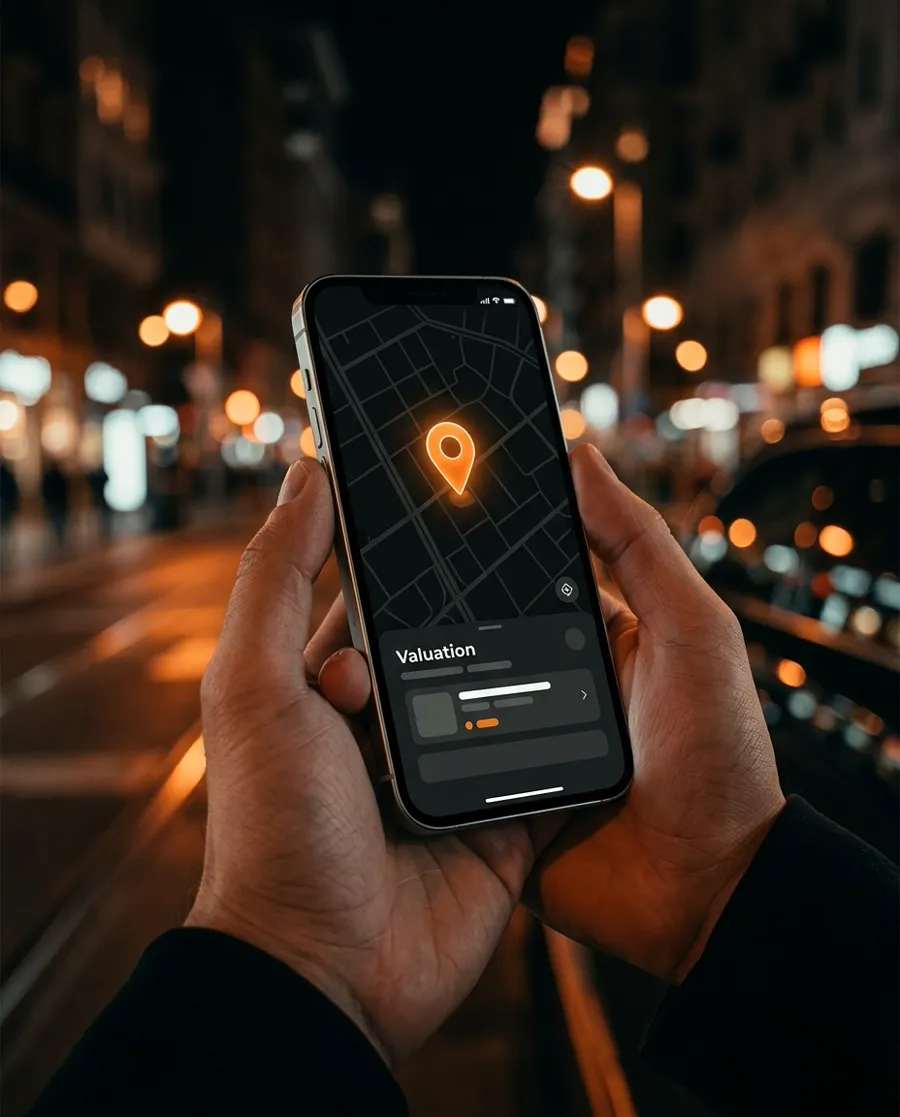 Móvil mostrando un mapa con la ubicación de un negocio