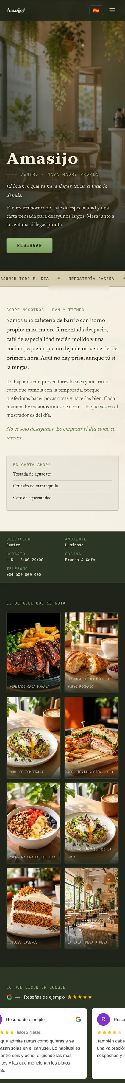 Web de Amasijo en el móvil