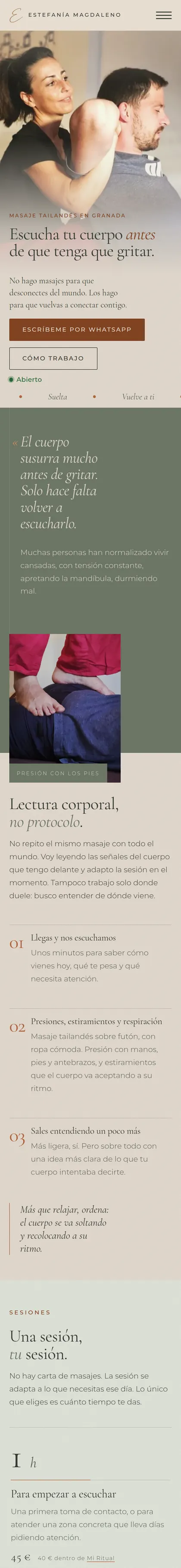 Web de Estefanía Magdaleno en el móvil