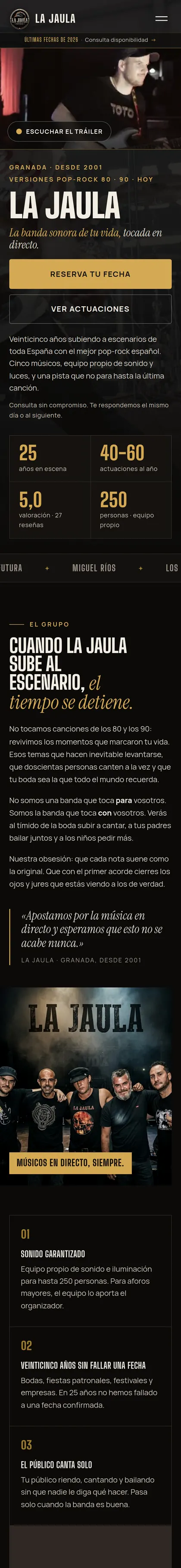 Web de La Jaula en el móvil